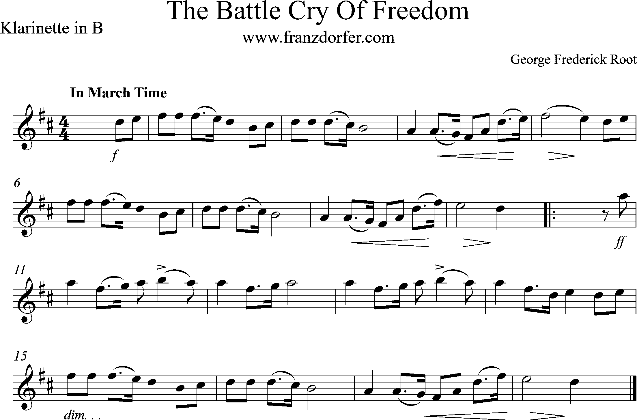 noten The Battle cry of freedom